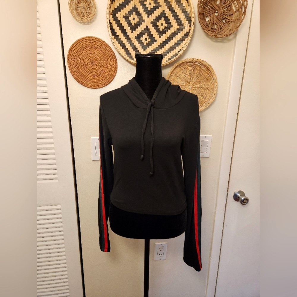 Revamped Women's Black Hoodie Top - Picture 2 of 9